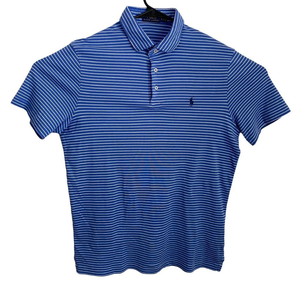 Polo Ralph Lauren Golf Shirt Men's Size L‎ Collared Shriped Blue